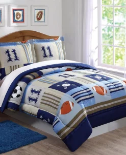My World Denim And Khaki Sports Twin Comforter Set