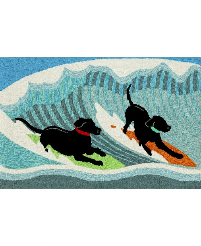 Liora Manne Front Porch Indoor/Outdoor Surfing Dogs Ocean 2'6 X 4' Area Rug 3 Liora Manne Front Porch Indoor/Outdoor Surfing Dogs Ocean 2'6 X 4' Area Rug