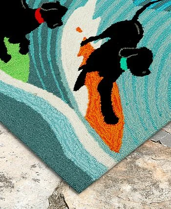 Liora Manne Front Porch Indoor/Outdoor Surfing Dogs Ocean 2'6 X 4' Area Rug 4 Liora Manne Front Porch Indoor/Outdoor Surfing Dogs Ocean 2'6 X 4' Area Rug - Image 2