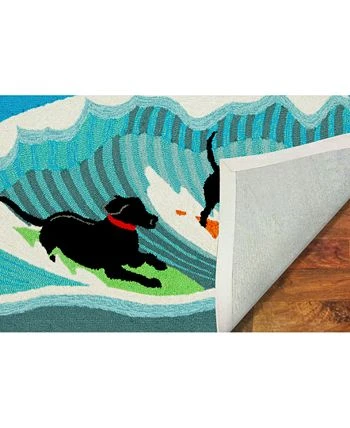 Liora Manne Front Porch Indoor/Outdoor Surfing Dogs Ocean 2'6 X 4' Area Rug 5 Liora Manne Front Porch Indoor/Outdoor Surfing Dogs Ocean 2'6 X 4' Area Rug - Image 3