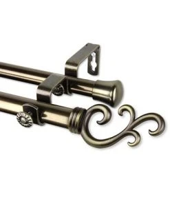 Rod Desyne Swan Double Curtain Rod 0.8125 Diameter 66 - 120 -Chic Home Store 10444595 fpx