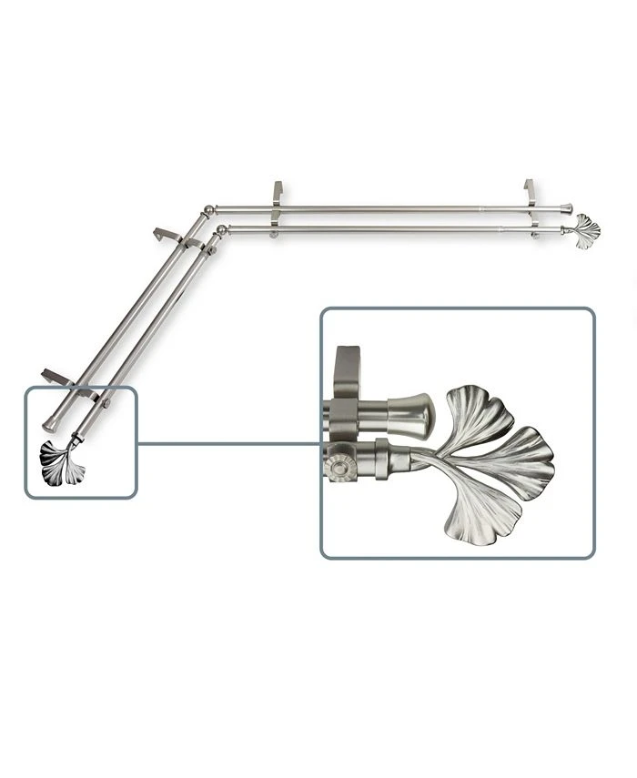 Rod Desyne Fortune Double Corner Curtain Rod 13/16 Inch Dia 120-170 Inch 3 Rod Desyne Fortune Double Corner Curtain Rod 13/16 Inch Dia 120-170 Inch