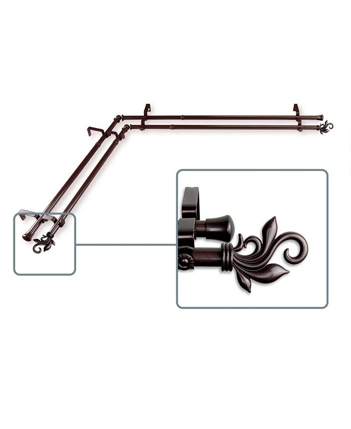 Rod Desyne Lilah Double Corner Curtain Rod 13/16 Inch Dia 3 Rod Desyne Lilah Double Corner Curtain Rod 13/16 Inch Dia