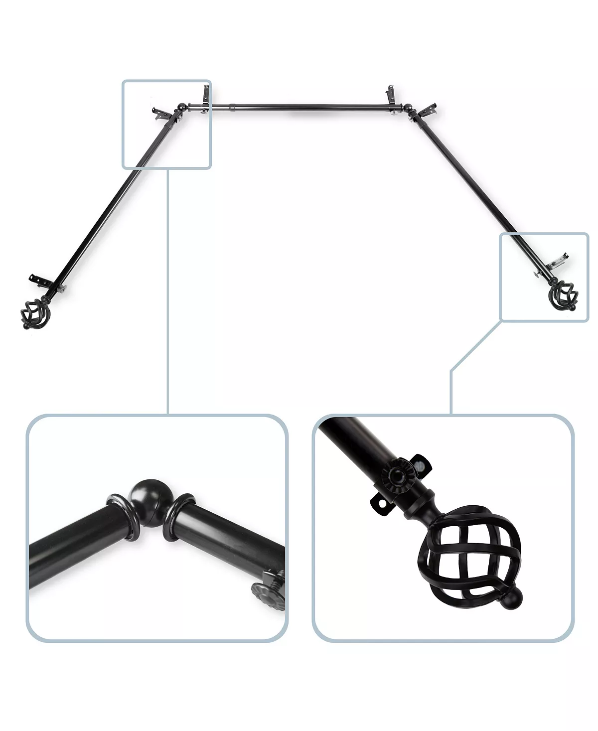 Rod Desyne Twist 0.8125 Bay Window Curtain Rod 20 - 36- 38 - 72 7 Rod Desyne Twist 0.8125 Bay Window Curtain Rod 20 - 36- 38 - 72 - Image 5
