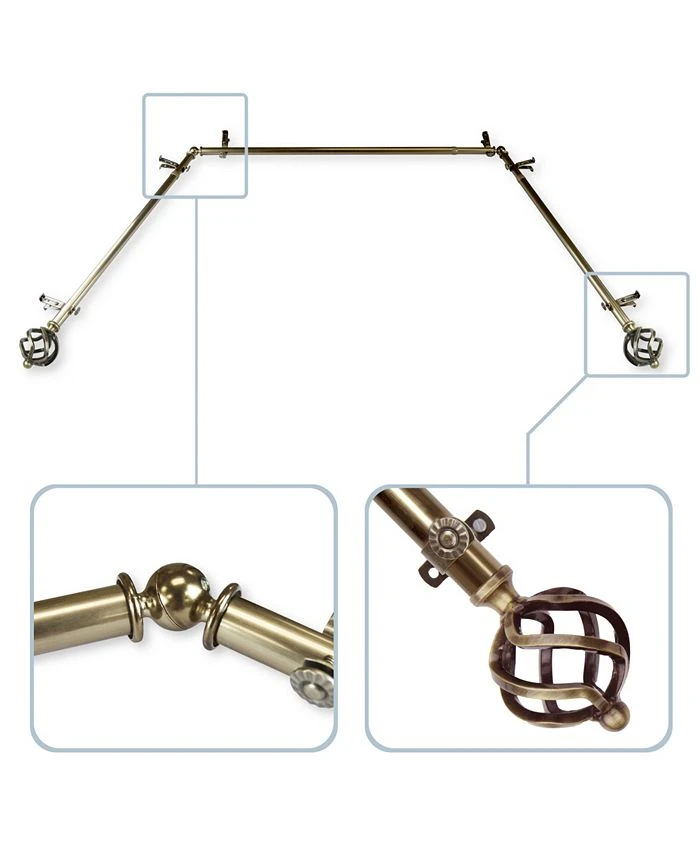 Rod Desyne Twist 0.8125 Bay Window Curtain Rod 20 - 36- 38 - 72 3 Rod Desyne Twist 0.8125 Bay Window Curtain Rod 20 - 36- 38 - 72