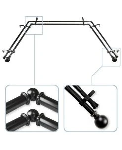 Rod Desyne Jordana 0.8125 Bay Window Double Curtain Rod 20 - 36- 38 - 72 -Chic Home Store 10445387 fpx