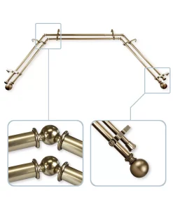 Rod Desyne Jordana 0.8125 Bay Window Double Curtain Rod 20 - 36- 38 - 72 -Chic Home Store 10445390 fpx