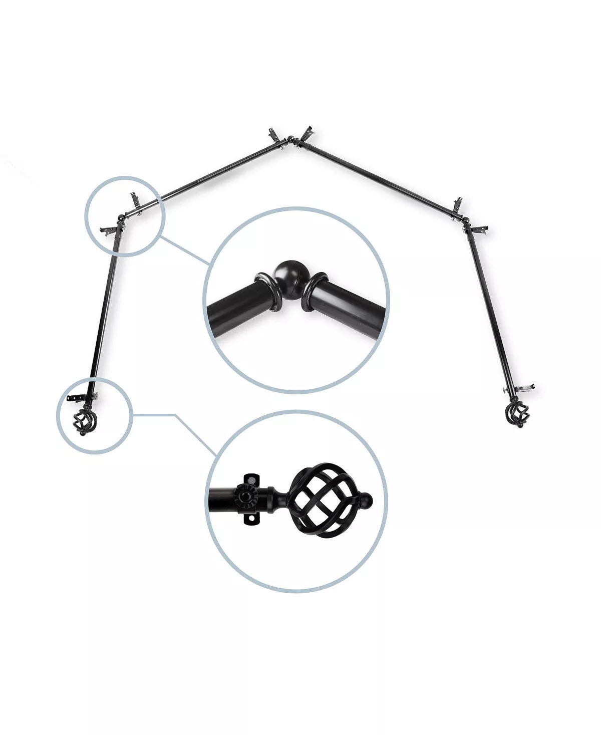 Rod Desyne Twist 4-Sided Bay Curtain Rod 13/16 Inch Dia 9 Rod Desyne Twist 4-Sided Bay Curtain Rod 13/16 Inch Dia - Image 7