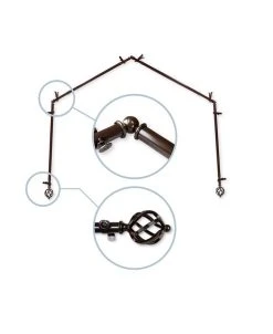 Rod Desyne Twist 4-Sided Bay Curtain Rod 13/16 Inch Dia