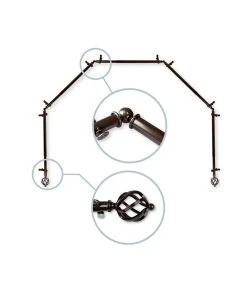 Rod Desyne Twist 5-Sided Bay Curtain Rod 13/16 Inch Dia