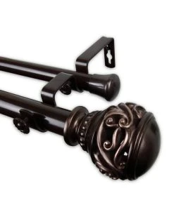 Rod Desyne Isabella Double Curtain Rod 1 OD 120-170 Inch