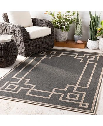 Surya Alfresco ALF-9630 Black 3' X 5'6 Area Rug, Indoor/Outdoor 5 Surya Alfresco ALF-9630 Black 3' X 5'6 Area Rug, Indoor/Outdoor - Image 3