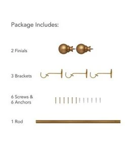 Elrene Cordelia Adjustable 28-48 Curtain Rod With Ball Finials -Chic Home Store 11501471 fpx