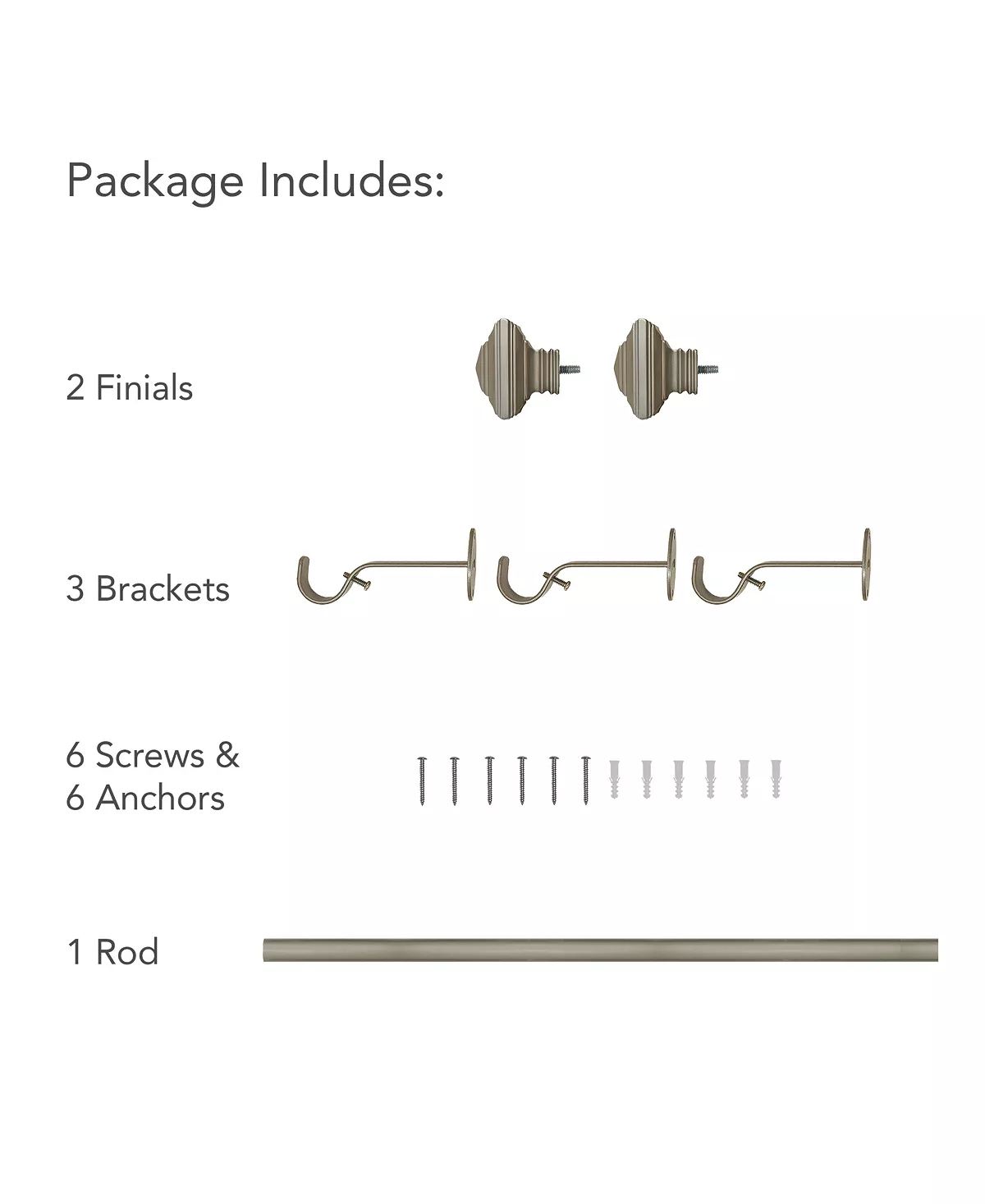 Elrene Florence Adjustable 28-48 Curtain Rod With Stacked Square Finials 10 Elrene Florence Adjustable 28-48 Curtain Rod With Stacked Square Finials - Image 8