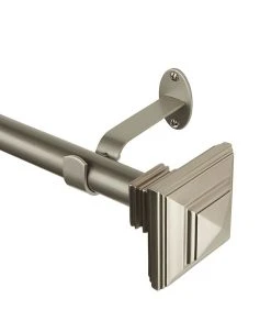 Elrene Florence Adjustable 28-48 Curtain Rod With Stacked Square Finials