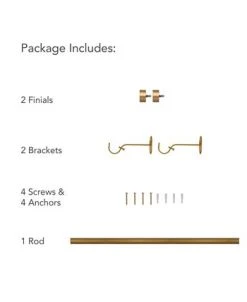 Elrene Serena Adjustable 28-48 Curtain Rod With Cap Finials -Chic Home Store 11501597 fpx