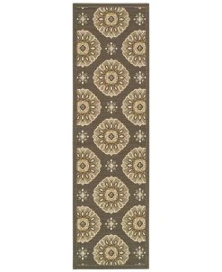 Oriental Weavers Bali 5863N Gray/Gold 7'10 X 7'10 Indoor/Outdoor Runner Area Rug