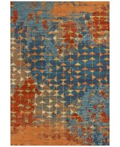 Kas Illusions Elements 6208 Blue/Coral 6'7 X 9'6 Area Rug