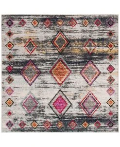 Safavieh Adirondack Light Gray And Red 6' X 6' Square Area Rug