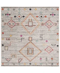 Safavieh Adirondack Light Gray And Red 6' X 6' Sisal Weave Square Area Rug