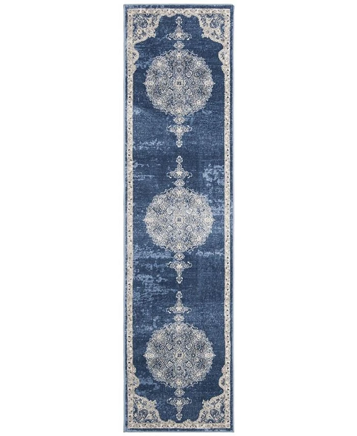 Safavieh Brentwood Navy And Light Grey 2' X 8' Runner Area Rug 3 Safavieh Brentwood Navy And Light Grey 2' X 8' Runner Area Rug
