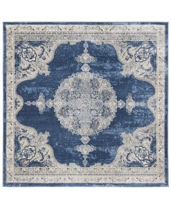Safavieh Brentwood Navy And Light Gray 6'7 X 6'7 Square Area Rug