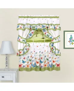 Achim Butterflies Printed Cottage Window Curtain Set, 57x24