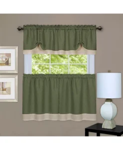 Achim Darcy Window Curtain Tier And Valance Set, 58x24 -Chic Home Store 11685869 fpx