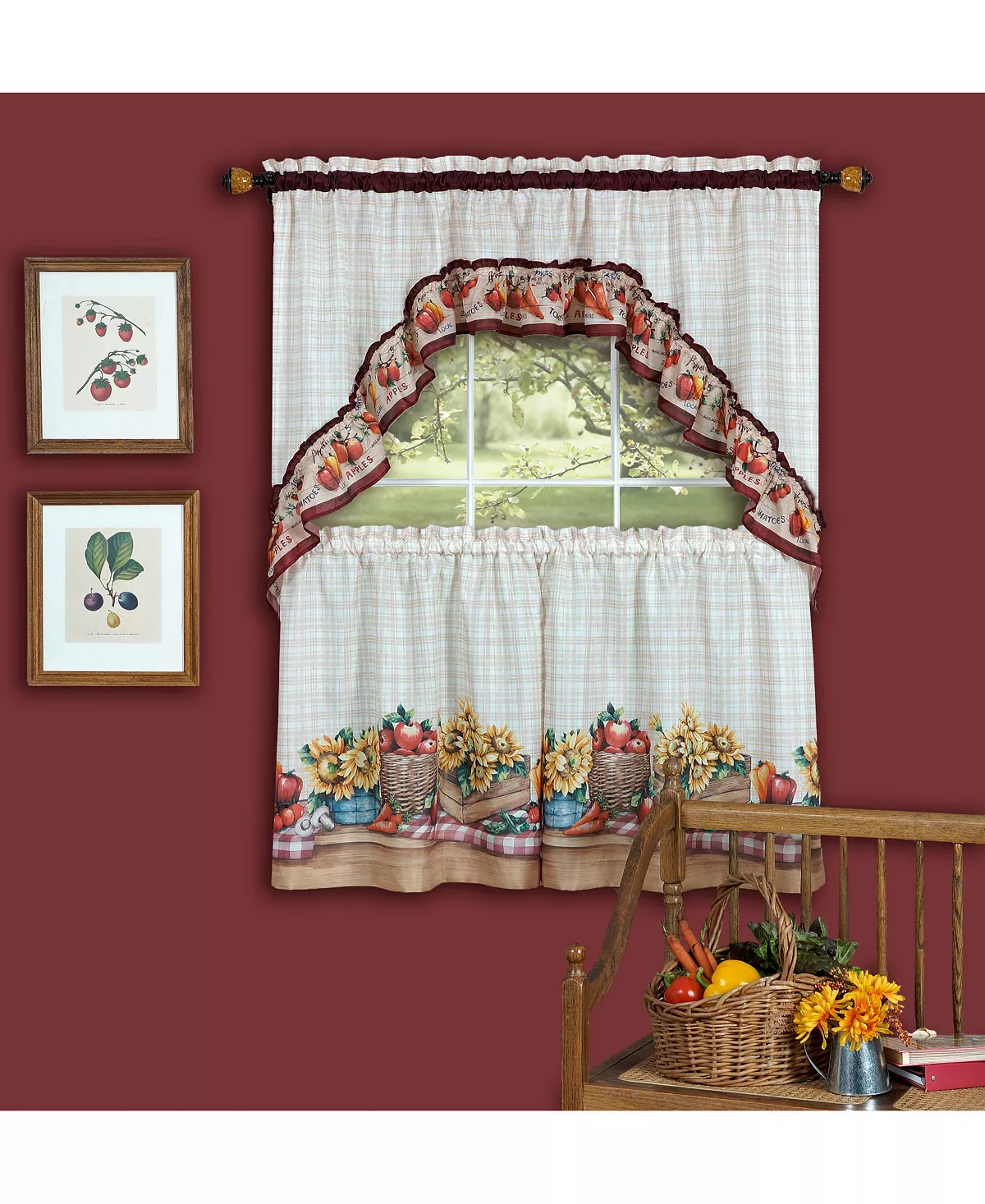 Achim Farmer's Market Printed Tier And Swag Window Curtain Set, 57x24 3 Achim Farmer's Market Printed Tier And Swag Window Curtain Set, 57x24