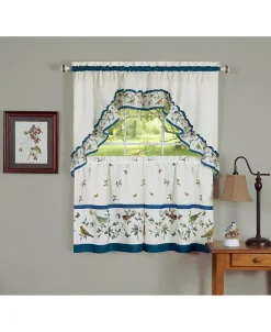 Achim Love Birds Printed Tier And Swag Window Curtain Set, 57x24