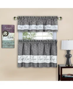 Achim Live, Love, Laugh Window Curtain Tier Pair And Valance Set, 58x24 -Chic Home Store 11686084 fpx