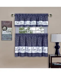 Achim Live, Love, Laugh Window Curtain Tier Pair And Valance Set, 58x24 -Chic Home Store 11686087 fpx