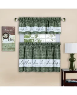 Achim Live, Love, Laugh Window Curtain Tier Pair And Valance Set, 58x24 -Chic Home Store 11686090 fpx