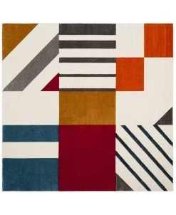 Safavieh Hollywood Ivory And Peacock Blue 5'3 X 5'3 Sisal Weave Square Area Rug