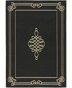 Safavieh Courtyard Black And Creme 4' X 5'7 Area Rug