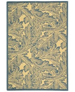 Safavieh Courtyard Natural And Blue 6'7 X 6'7 Round Area Rug