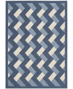 Safavieh Courtyard Navy And Beige 6'7 X 9'6 Sisal Weave Area Rug