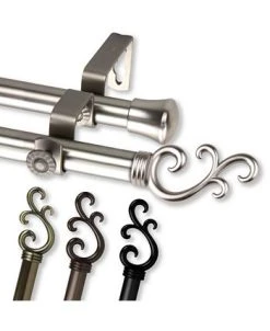 Rod Desyne Swan Double Curtain Rod 0.8125 Diameter 28 - 48 18 Rod Desyne Swan Double Curtain Rod 0.8125 Diameter 28 - 48 -Chic Home Store 11863846 fpx