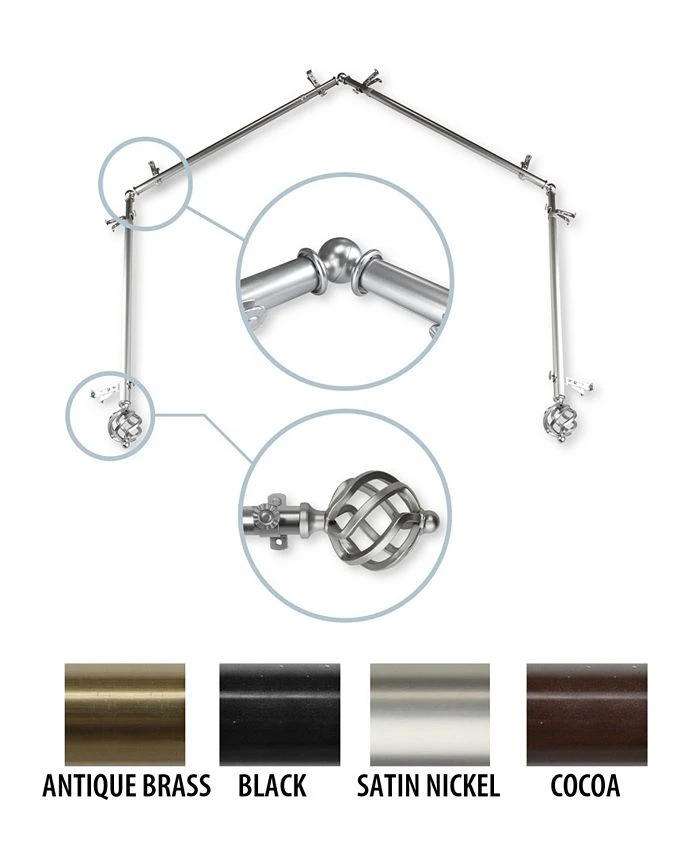 Rod Desyne Twist 4-Sided Bay Curtain Rod 13/16 Inch Dia 6 Rod Desyne Twist 4-Sided Bay Curtain Rod 13/16 Inch Dia - Image 4