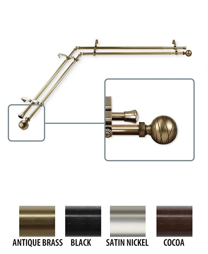 Rod Desyne Arman Corner Window Double Curtain Rod 0.8125 Diameter 48 - 84 6 Rod Desyne Arman Corner Window Double Curtain Rod 0.8125 Diameter 48 - 84 - Image 4