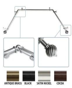 Rod Desyne Bisque 0.8125 Bay Window Curtain Rod 20 - 36- 38 - 72 -Chic Home Store 11864609 fpx