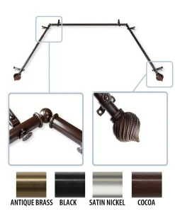 Rod Desyne Bisque 0.8125 Bay Window Curtain Rod 20 - 36- 38 - 72 -Chic Home Store 11864610 fpx