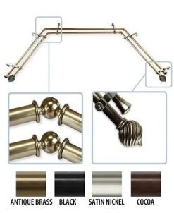 Rod Desyne Bisque 0.8125 Bay Window Double Curtain Rod 20 - 36 - 38 - 72 -Chic Home Store 11864616 fpx