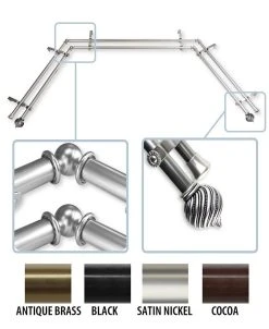 Rod Desyne Bisque 0.8125 Bay Window Double Curtain Rod 20 - 36 - 38 - 72 -Chic Home Store 11864617 fpx