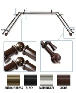 Rod Desyne Bisque 0.8125 Bay Window Double Curtain Rod 20 - 36 - 38 - 72 -Chic Home Store 11864618 fpx