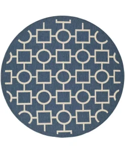Safavieh Courtyard Navy And Beige 6'7 X 6'7 Sisal Weave Round Area Rug -Chic Home Store 11978201 fpx
