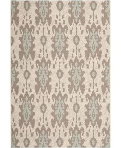 Safavieh Courtyard Beige Dark Beige And Aqua Weft 6'7 X 9'6 Sisal Weave Area Rug