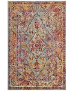 Safavieh Crystal Light Blue And Orange 4' X 6' Area Rug