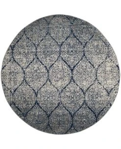 Safavieh Madison Navy And Silver 9' X 9' Round Area Rug
