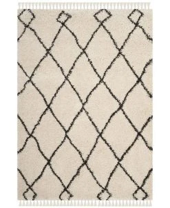 Safavieh Moroccan Fringe Shag Cream And Charcoal 10' X 14' Area Rug